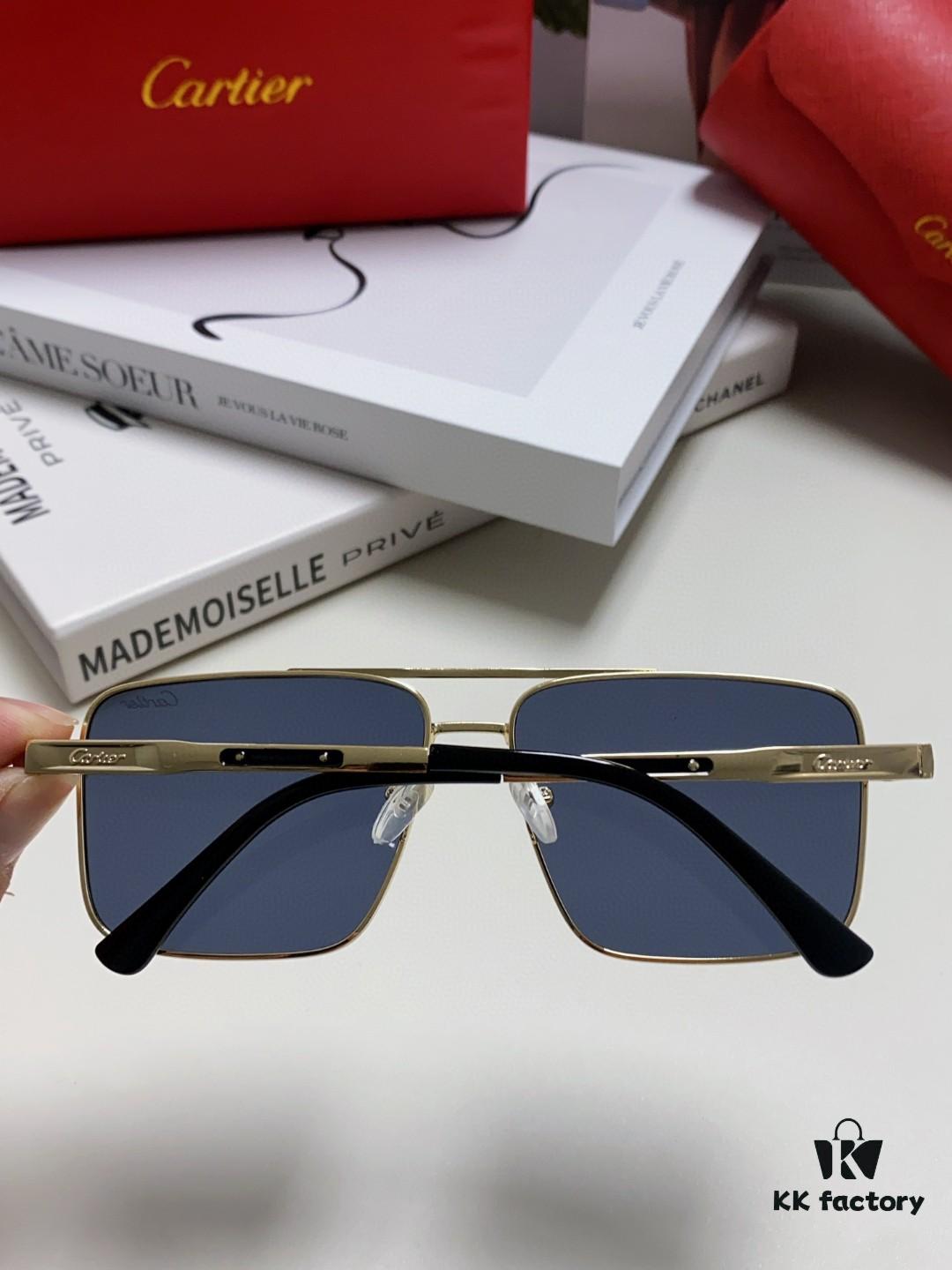 Cartier 2024 New Arrival Metal Square-Frame Sunglasses, Fashionable Unisex UV-Protective Oversized Sun Glasses for Men and Women