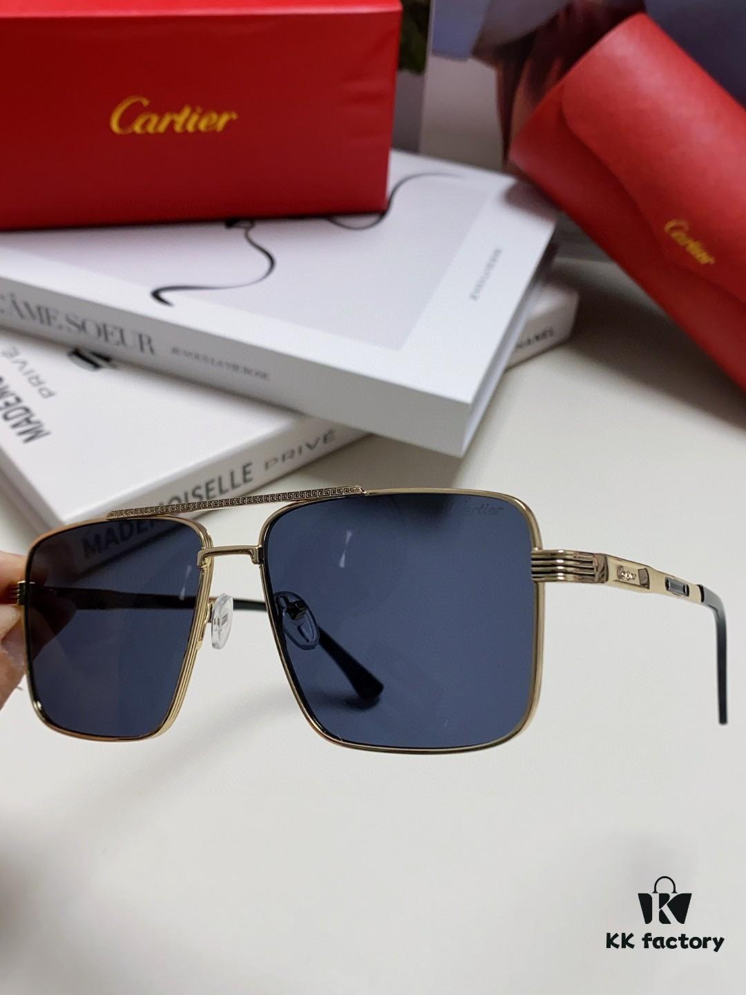 Cartier 2024 New Arrival Metal Square-Frame Sunglasses, Fashionable Unisex UV-Protective Oversized Sun Glasses for Men and Women