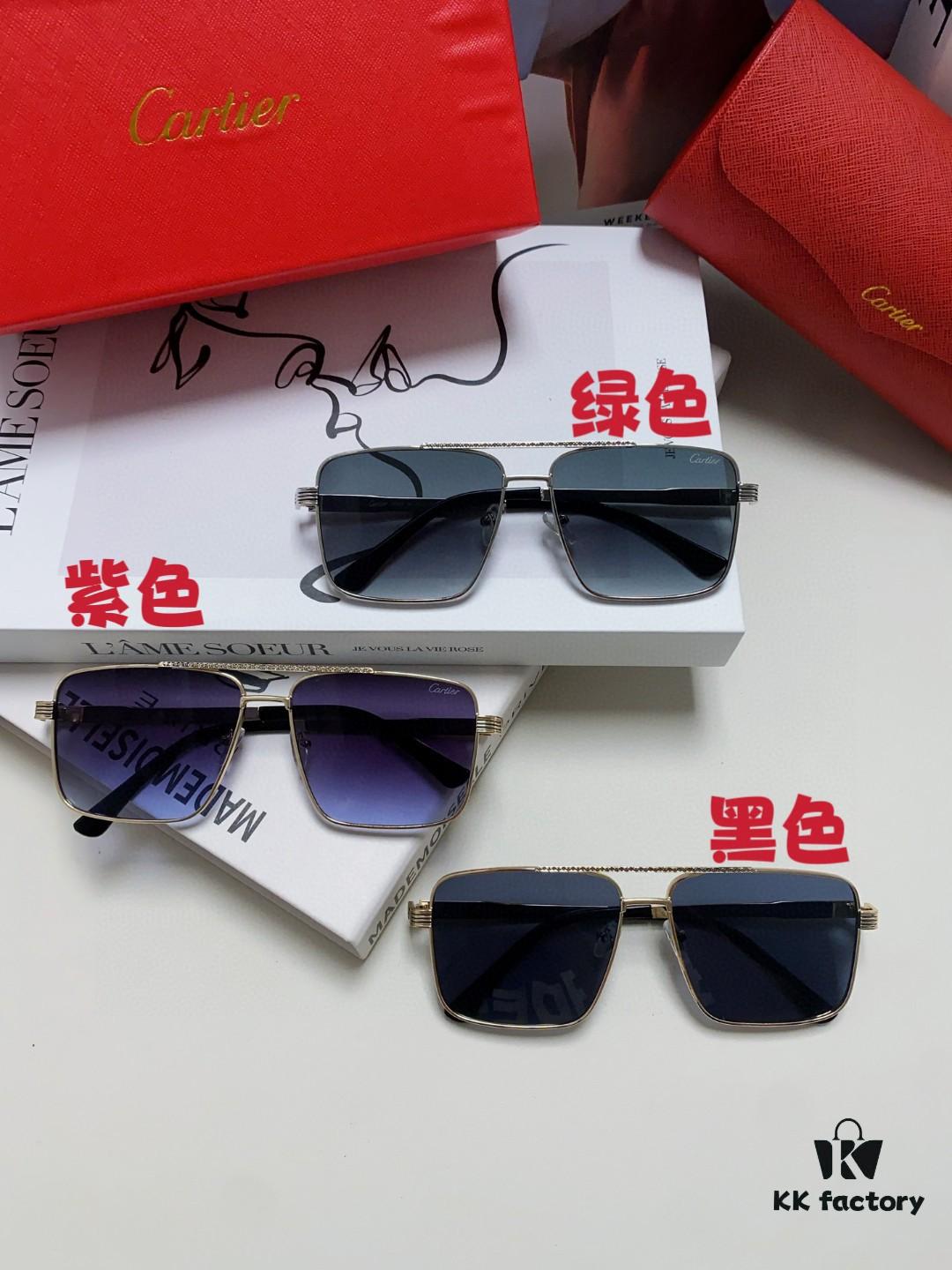 Cartier 2024 New Arrival Metal Square-Frame Sunglasses, Fashionable Unisex UV-Protective Oversized Sun Glasses for Men and Women