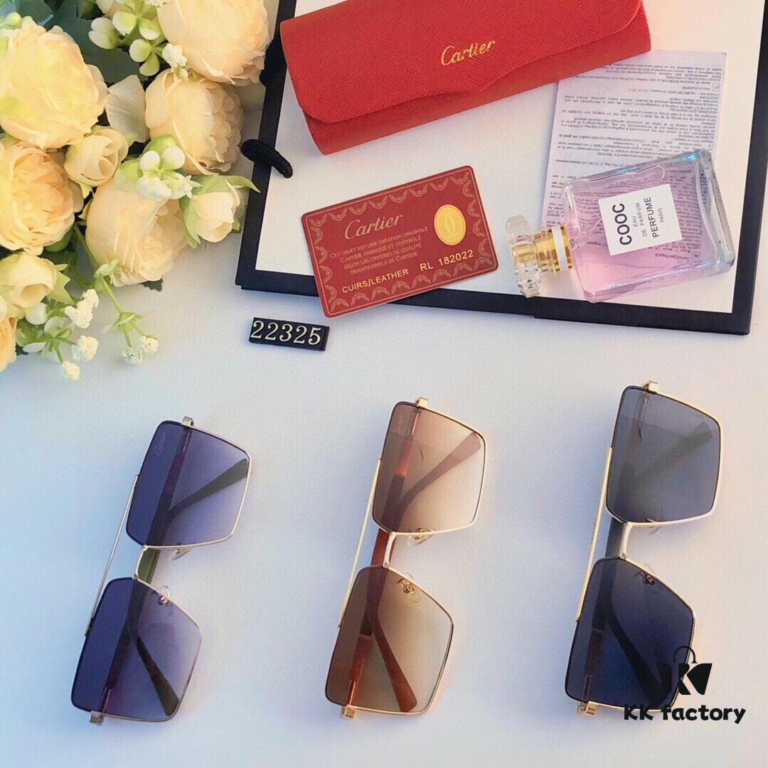 Cartier New Arrival Sunglasses, Instagram Style, Trendy Men's Retro Square Frame, UV Protection for Round Faces, Travel and Driving Eyewear