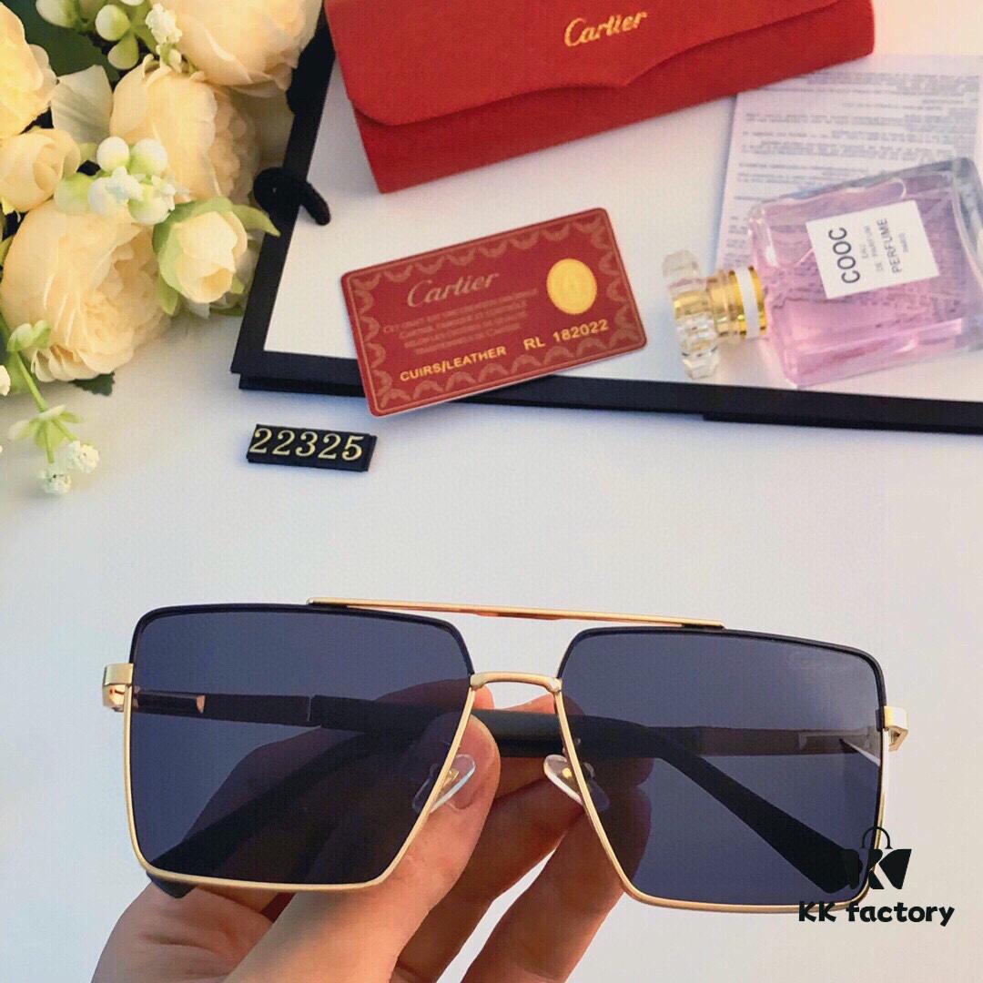 Cartier New Arrival Sunglasses, Instagram Style, Trendy Men's Retro Square Frame, UV Protection for Round Faces, Travel and Driving Eyewear