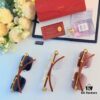 Cartier 2024 New Arrival Frameless Wooden Grain Leopard Print Aviator Sunglasses with Double Bridge and Cut-out Design, Stylish and Unique for Street Photography, Decorative and UV-Protective