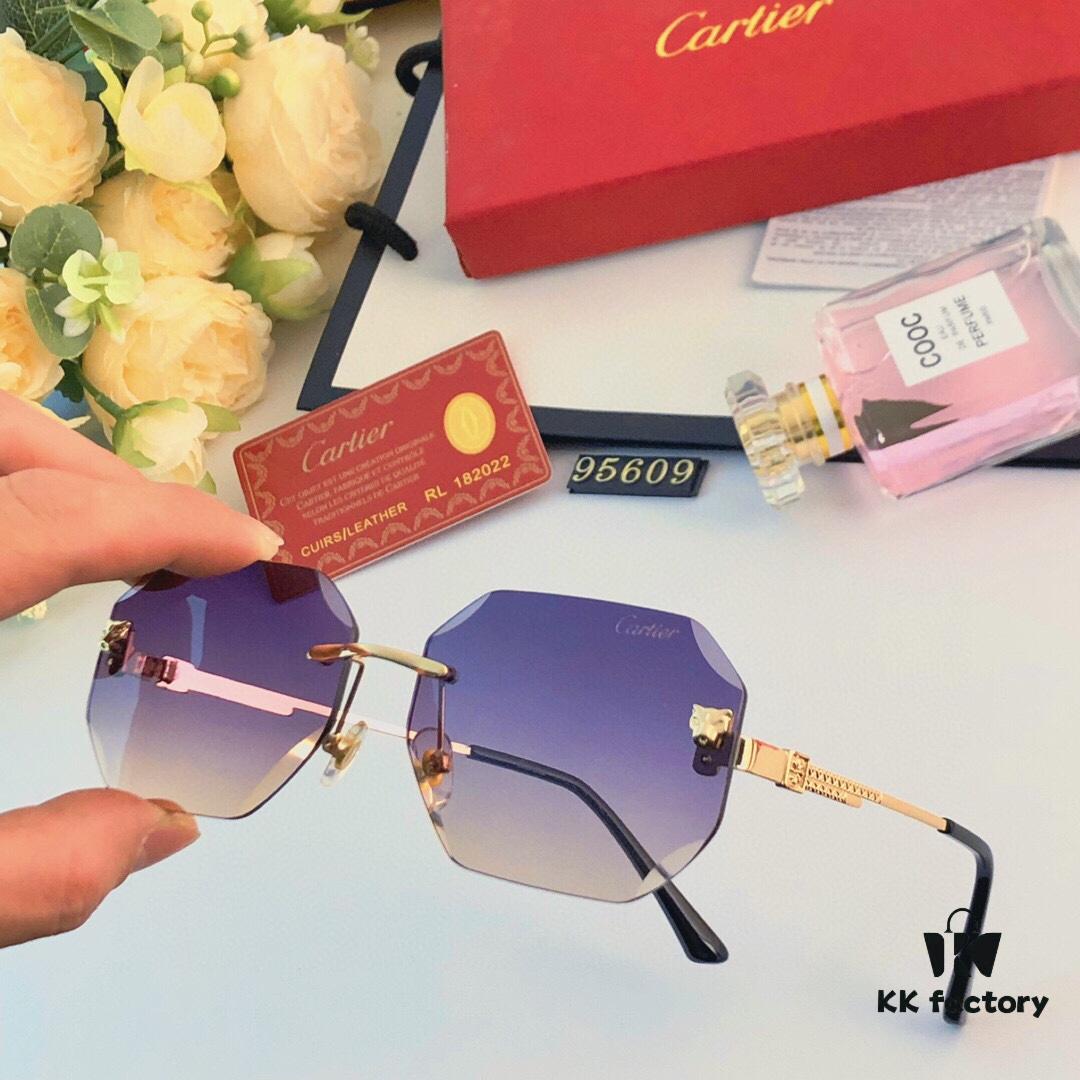 Cartier Stylish Octagonal Frameless Sunglasses for Outdoor Travel and Street Photography