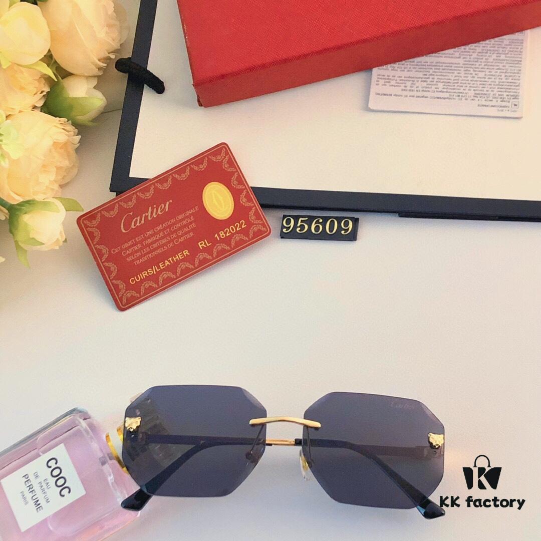 Cartier Stylish Octagonal Frameless Sunglasses for Outdoor Travel and Street Photography