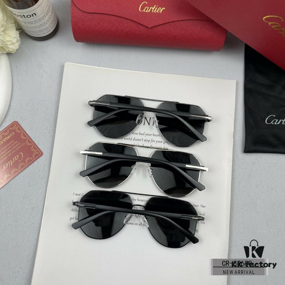 Cartier France - Polarized Sunglasses for Men with Polylite Lenses, Lightweight Metal Frame, UV Protection, Stylish Driving and Travel Eyewear
