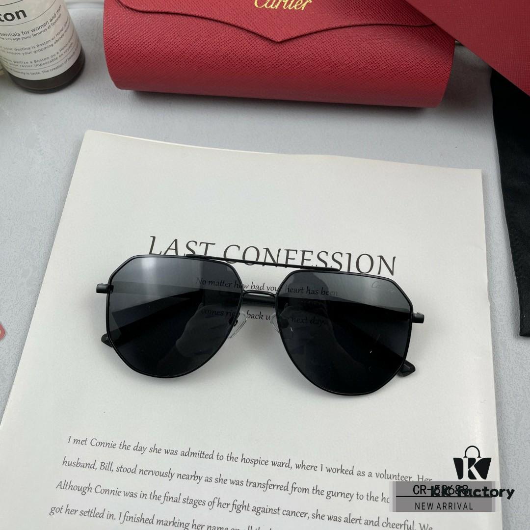 Cartier France - Polarized Sunglasses for Men with Polylite Lenses, Lightweight Metal Frame, UV Protection, Stylish Driving and Travel Eyewear