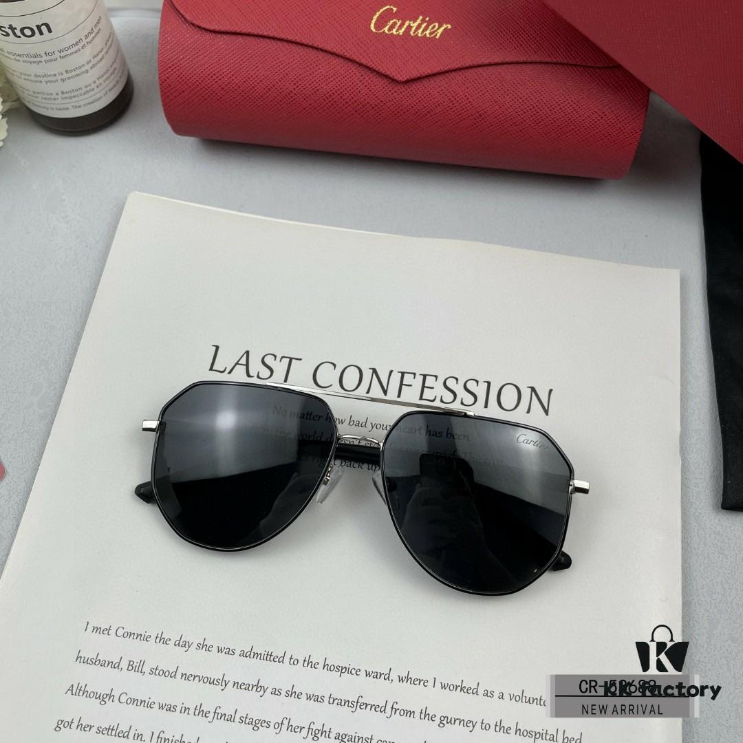 Cartier France - Polarized Sunglasses for Men with Polylite Lenses, Lightweight Metal Frame, UV Protection, Stylish Driving and Travel Eyewear