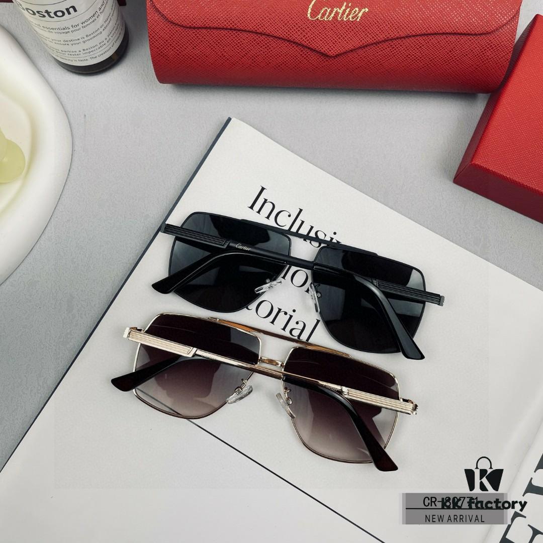 Cartier France - Polarized HD Resin Lenses, Lightweight Metal Frame Unisex Sunglasses for Driving and Travel