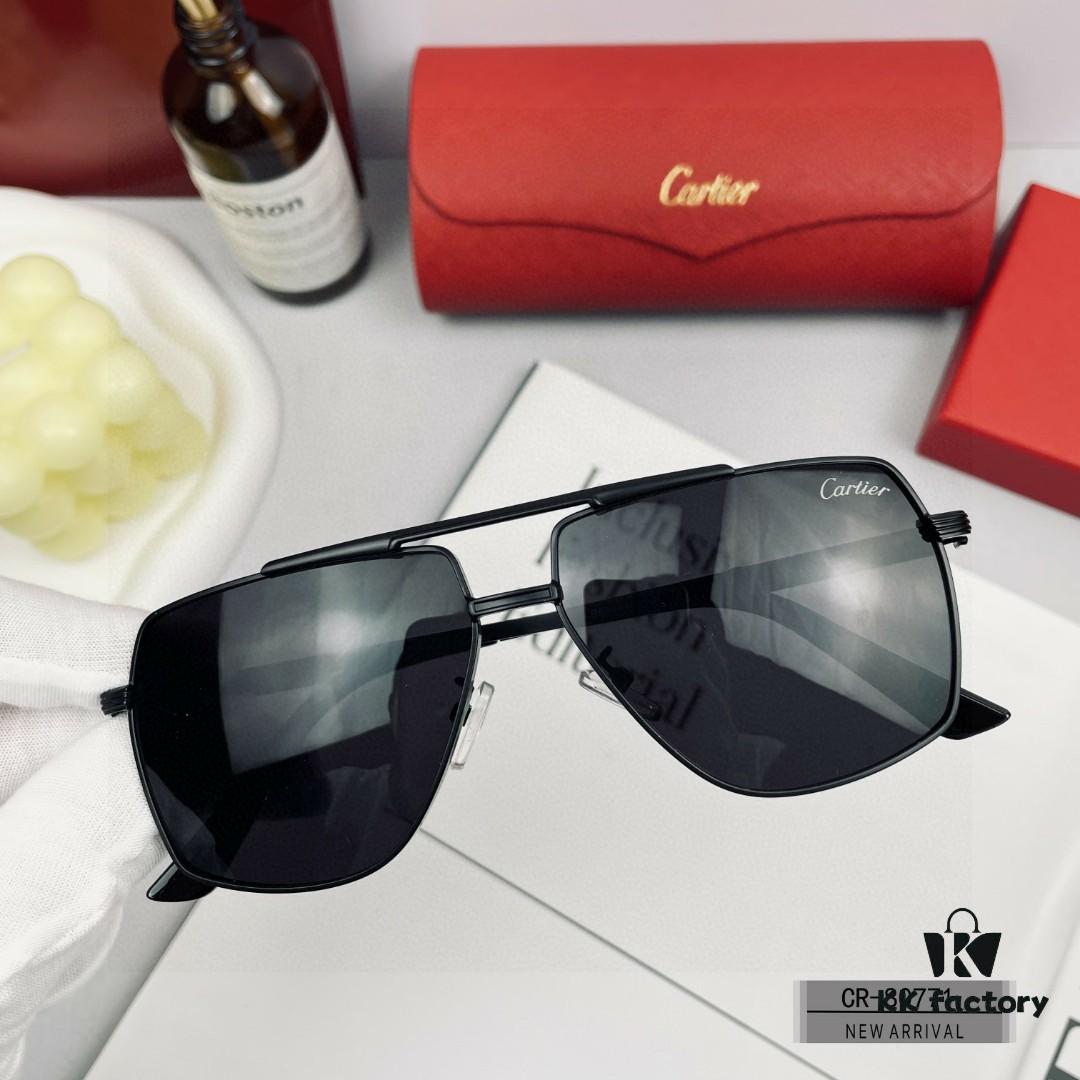 Cartier France - Polarized HD Resin Lenses, Lightweight Metal Frame Unisex Sunglasses for Driving and Travel