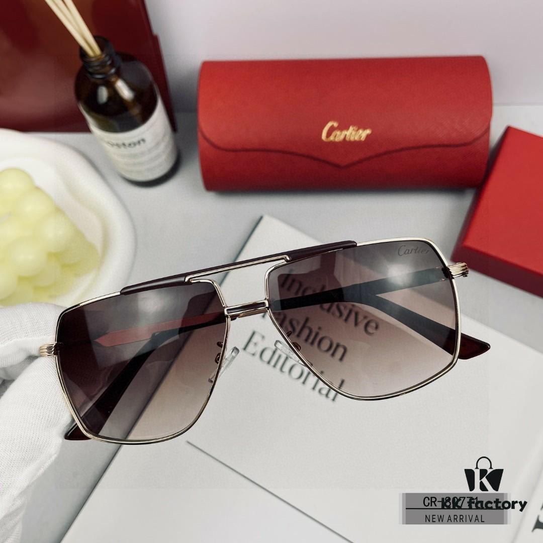 Cartier France - Polarized HD Resin Lenses, Lightweight Metal Frame Unisex Sunglasses for Driving and Travel