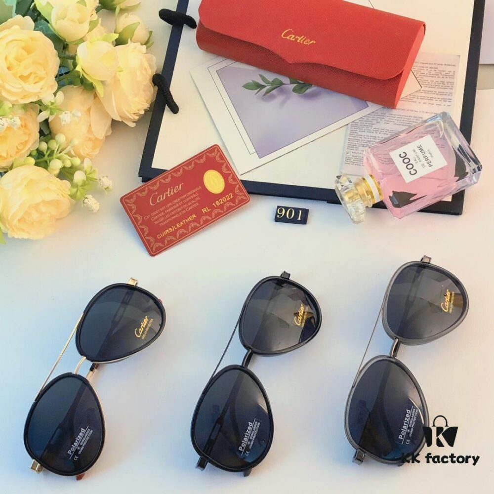 Cartier Pilot Sunglasses for Men, Driving Polarized Double-Bridge Oversized Retro UV Protection Sun Glasses