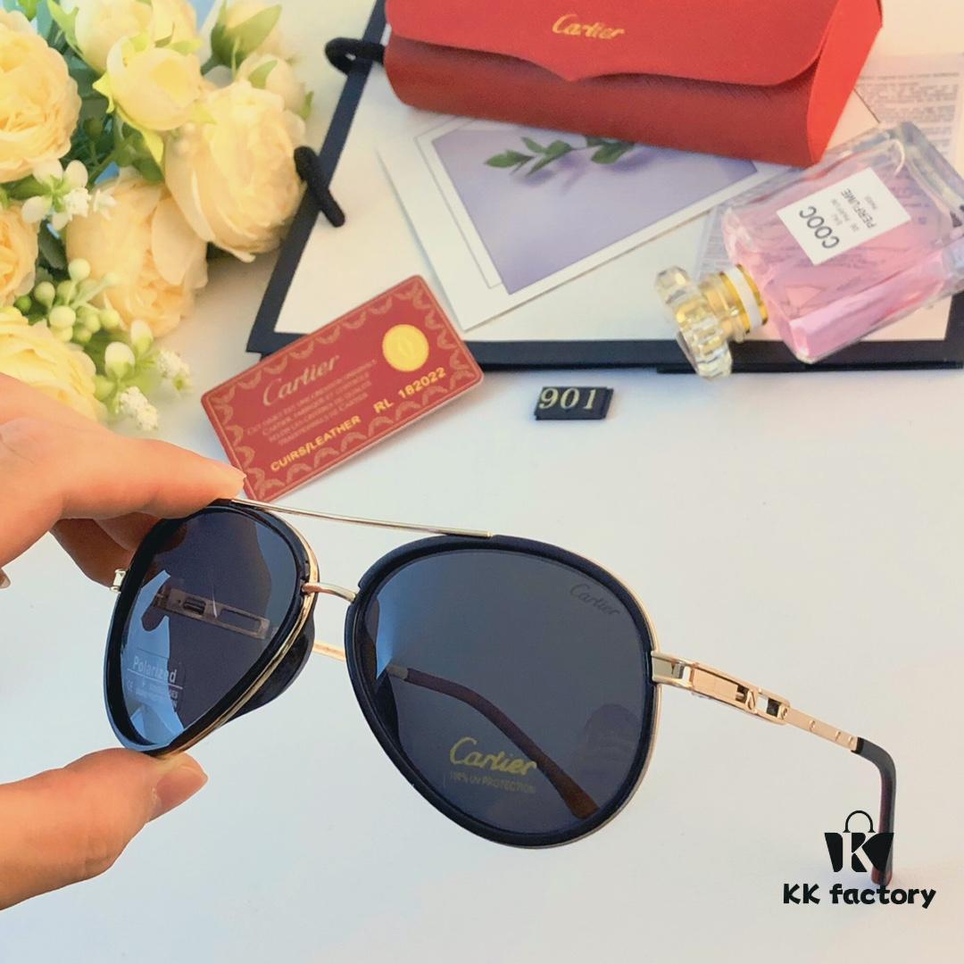 Cartier Pilot Sunglasses for Men, Driving Polarized Double-Bridge Oversized Retro UV Protection Sun Glasses