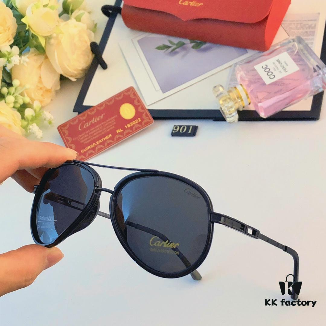 Cartier Pilot Sunglasses for Men, Driving Polarized Double-Bridge Oversized Retro UV Protection Sun Glasses