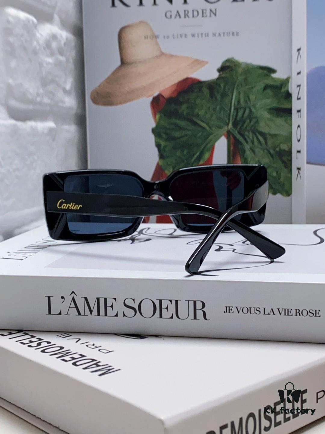 Cartier Unisex Sunglasses, Timeless Leopard Logo Design, Stylish and Minimalist Frame, Universal Fit for All Face Shapes