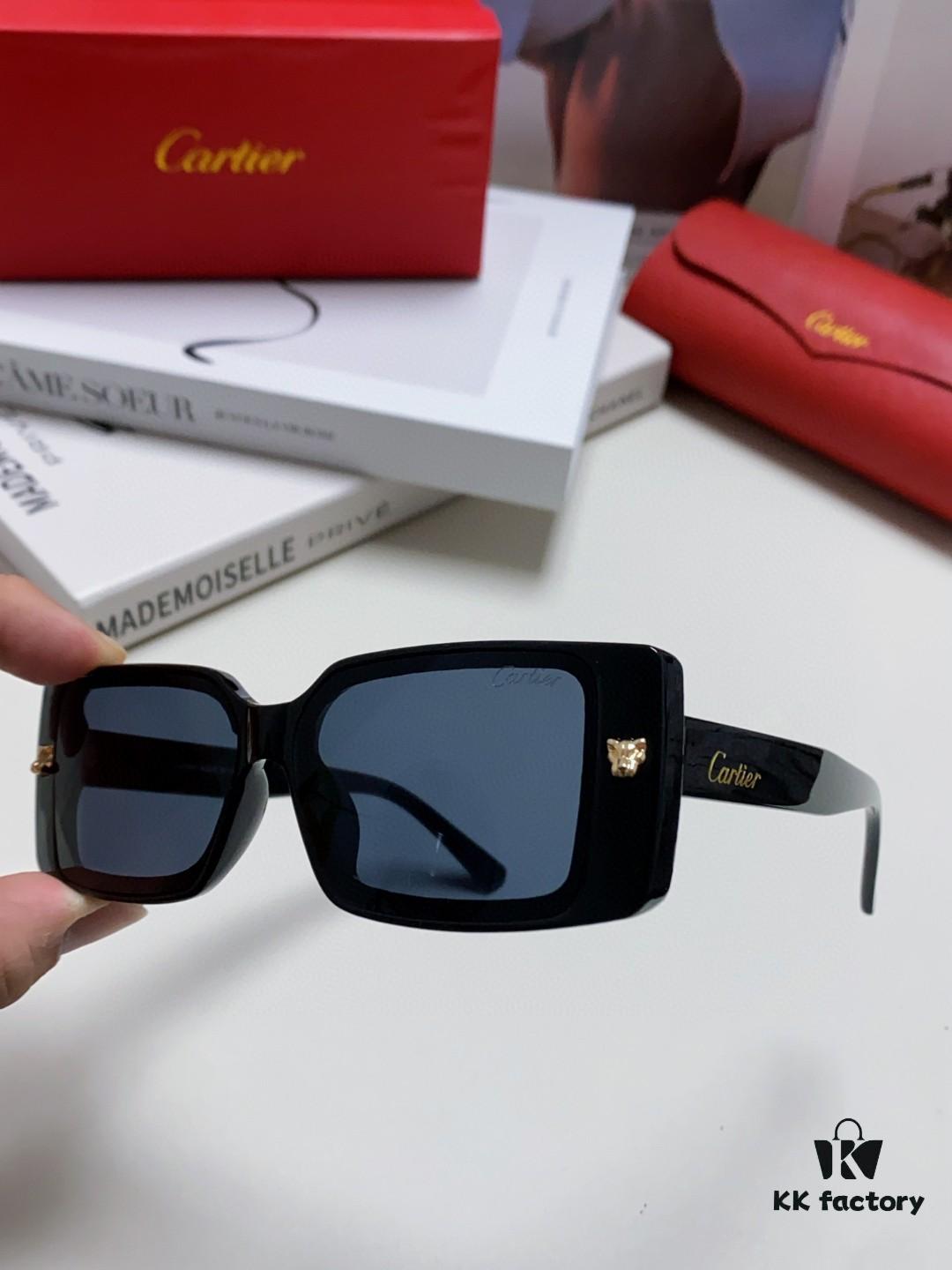 Cartier Unisex Sunglasses, Timeless Leopard Logo Design, Stylish and Minimalist Frame, Universal Fit for All Face Shapes