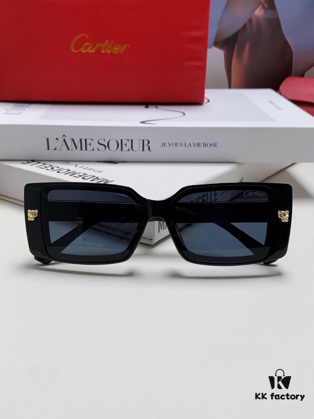 Cartier Unisex Sunglasses, Timeless Leopard Logo Design, Stylish and Minimalist Frame, Universal Fit for All Face Shapes