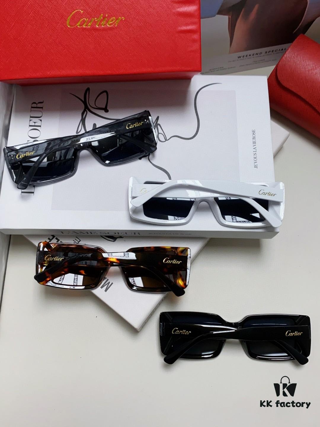 Cartier Unisex Sunglasses, Timeless Leopard Logo Design, Stylish and Minimalist Frame, Universal Fit for All Face Shapes