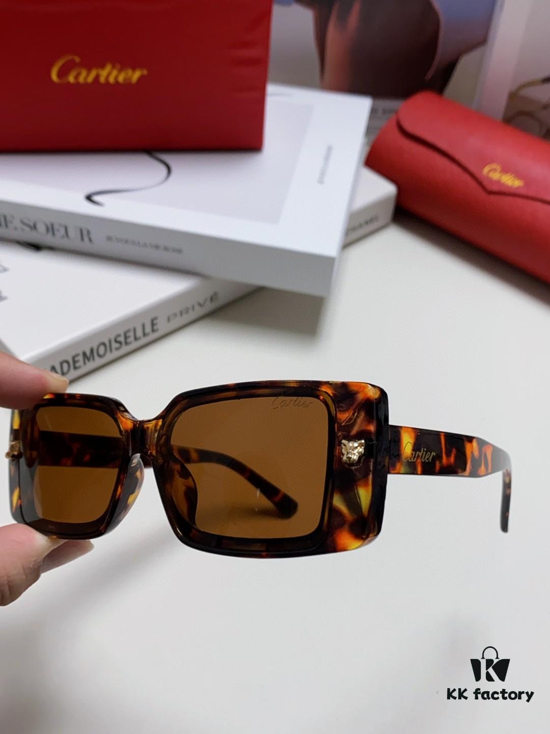 Cartier Unisex Sunglasses, Timeless Leopard Logo Design, Simple and Elegant Frame, Universal Fit for All Face Shapes