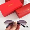 Authentic Version Arrived, Original Zeiss Dual-Tone Lenses, Cartier CT0433S, Size 55-22-140, Almond-Shaped Frame, Polished Gold Finish, Cheetah Sunglasses