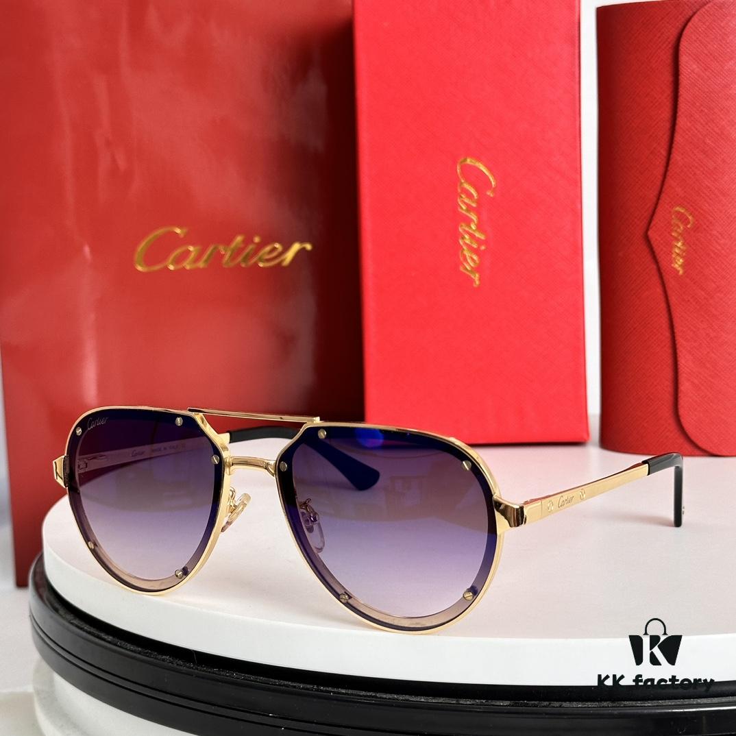 Cartier CT0195S High-Quality Men's and Women's Classic Aviator Sunglasses with Pioneering Logo Detail on Lenses and Screws