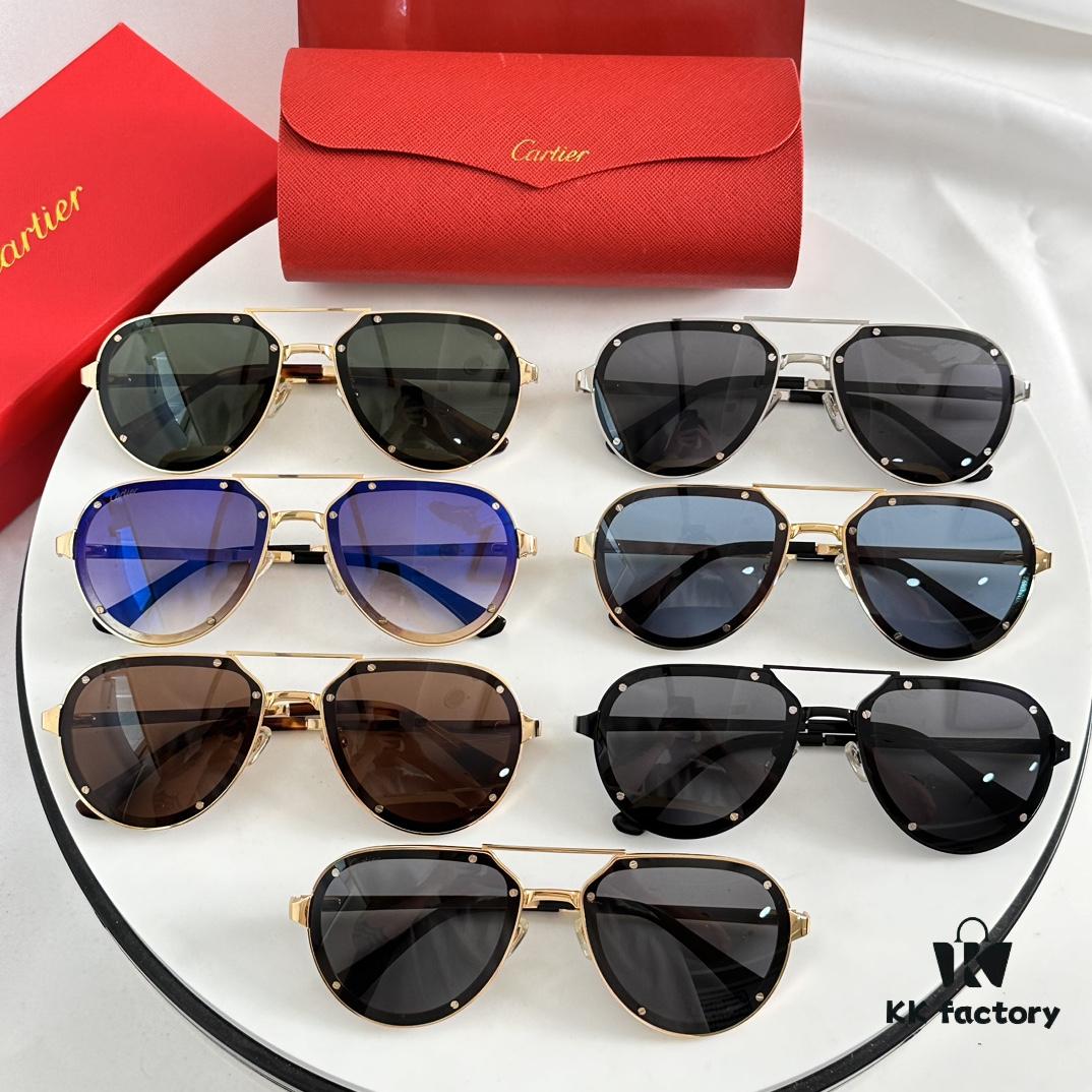 Cartier CT0195S High-Quality Men's and Women's Classic Aviator Sunglasses with Pioneering Logo Detail on Lenses and Screws