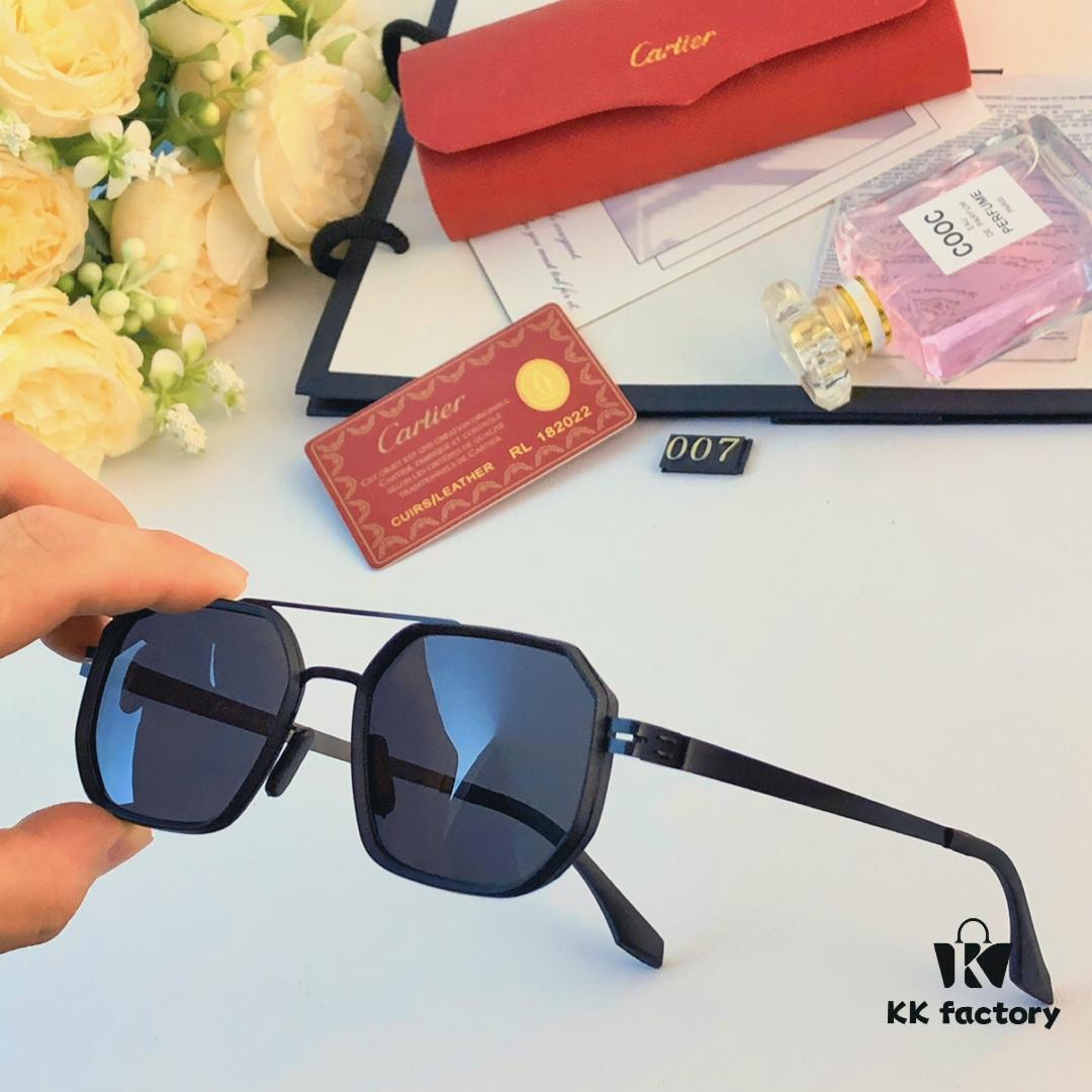 Cartier New Fashion Sunglasses Metal Oversized Frame Unisex Driving Glasses Trendy European and American Influencer Style Shades