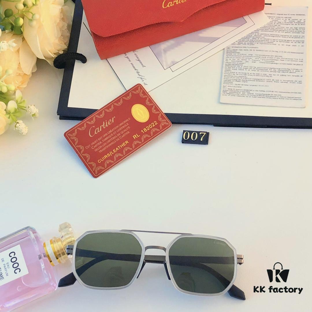 Cartier New Fashion Sunglasses Metal Oversized Frame Unisex Driving Glasses Trendy European and American Influencer Style Shades