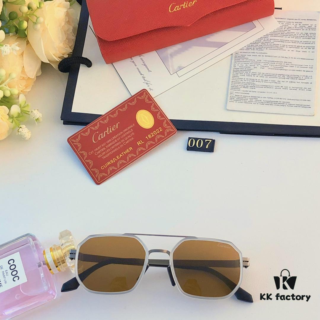 Cartier New Fashion Sunglasses Metal Oversized Frame Unisex Driving Glasses Trendy European and American Influencer Style Shades