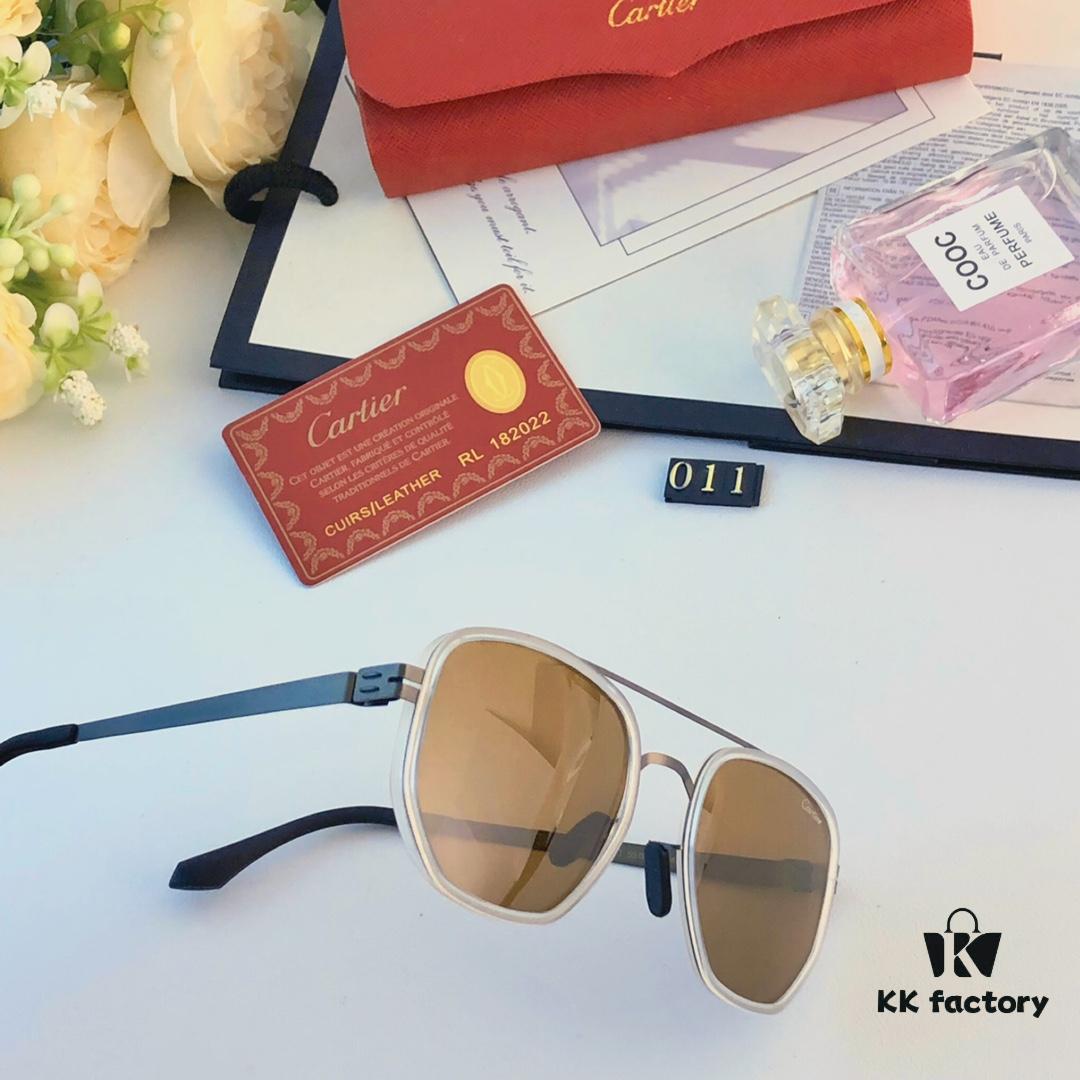 Cartier New Fashion Pilot Sunglasses with Metal Frame, Premium Double-Bridge Polarized Sunglasses 2024