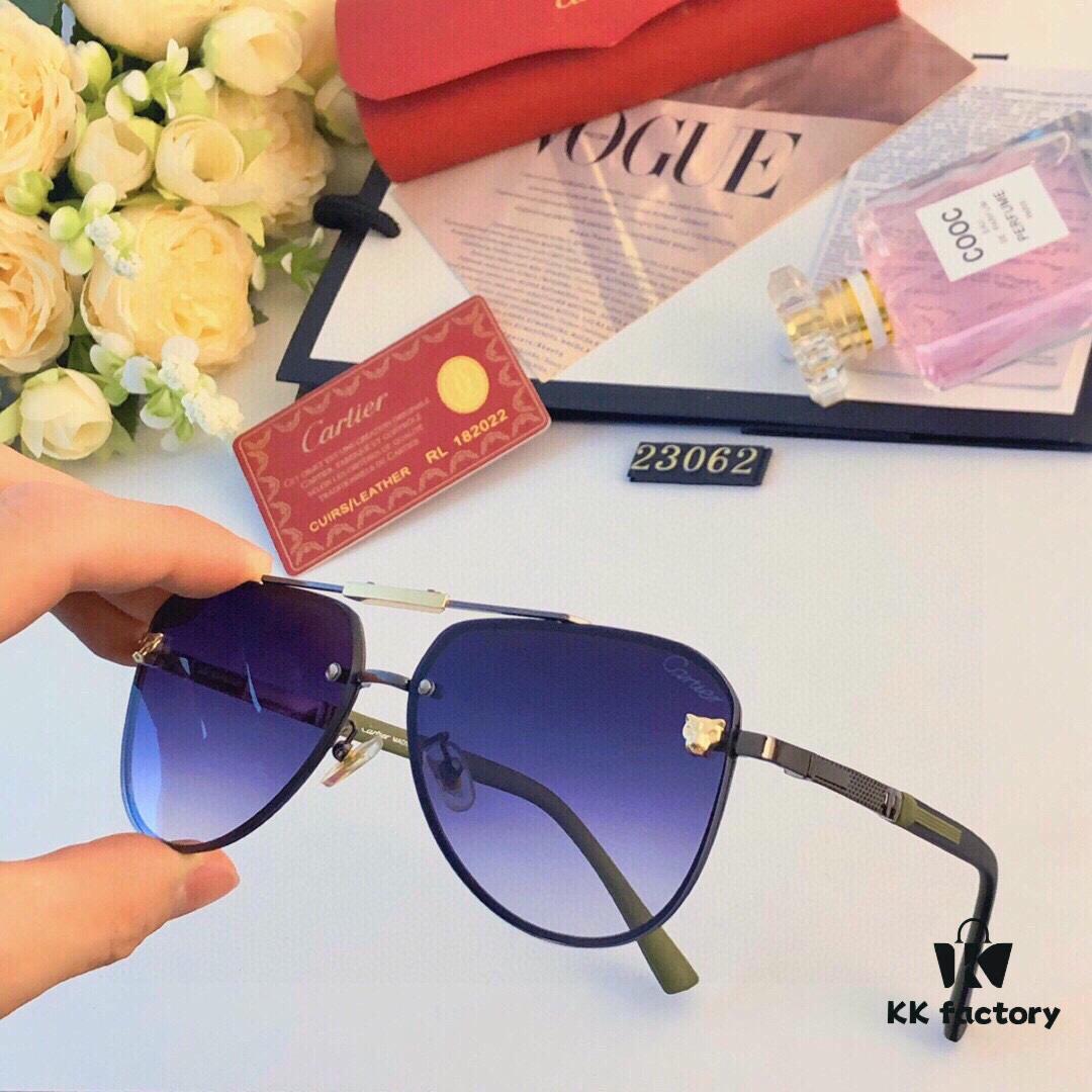 Cartier Vintage Men's Metal Double-Bridge Sunglasses, Bold Business Style Driver UV400 Anti-Ultraviolet Sun Glasses