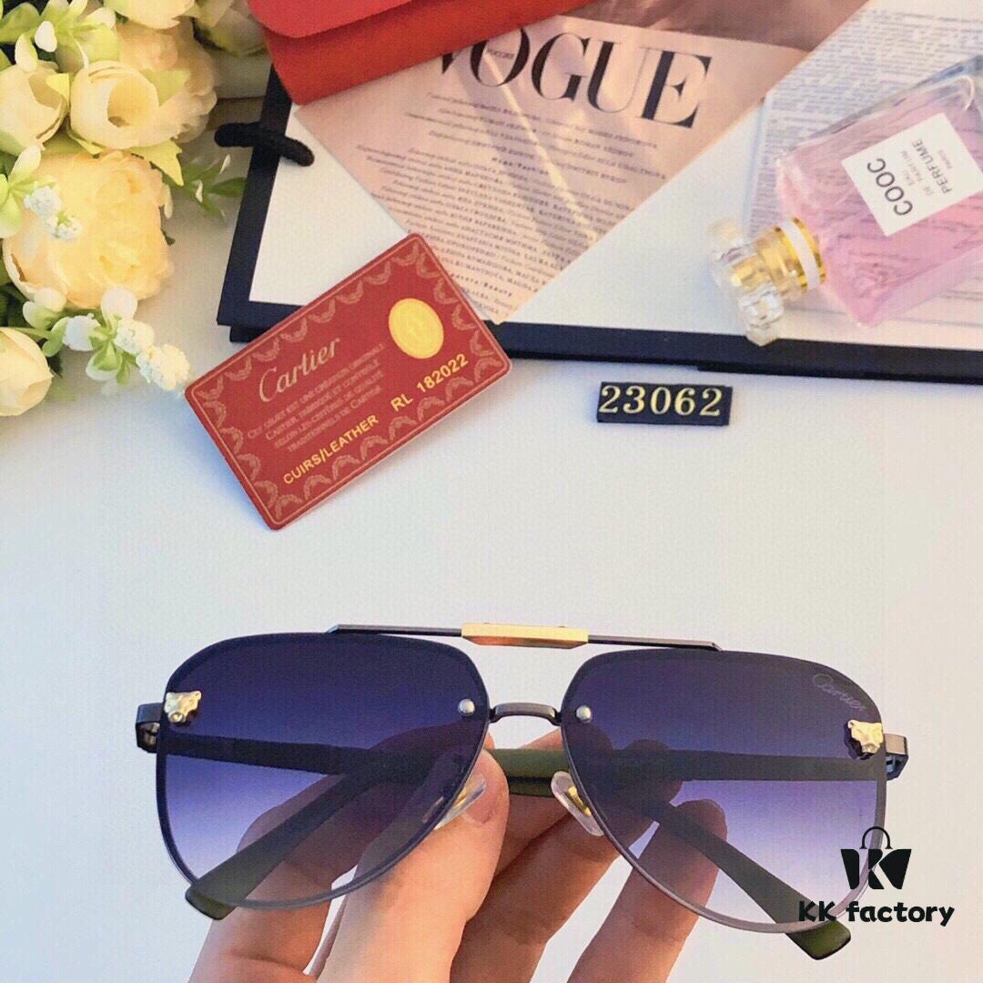 Cartier Vintage Men's Metal Double-Bridge Sunglasses, Bold Business Style Driver UV400 Anti-Ultraviolet Sun Glasses