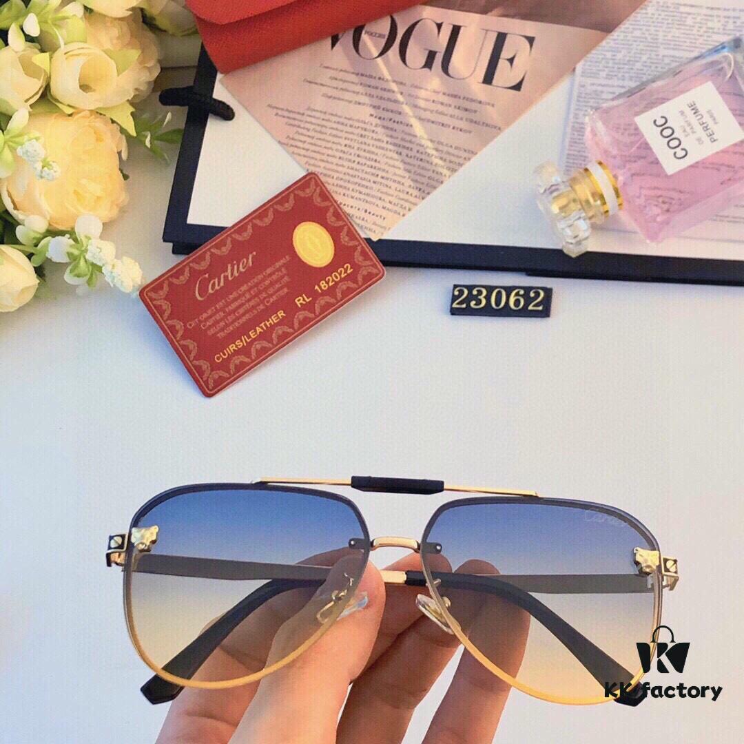 Cartier Vintage Men's Metal Double-Bridge Sunglasses, Bold Business Style Driver UV400 Anti-Ultraviolet Sun Glasses