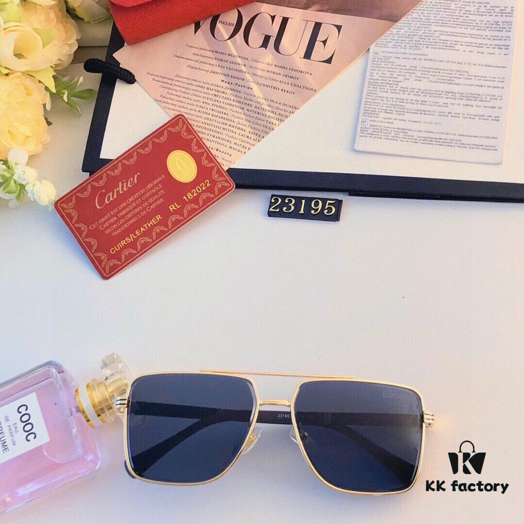 Cartier European and American square frame double-bar sunglasses fashion versatile sunglasses metal eyewear cross-border popular influencer trending sunglasses sunglasses sun glasses