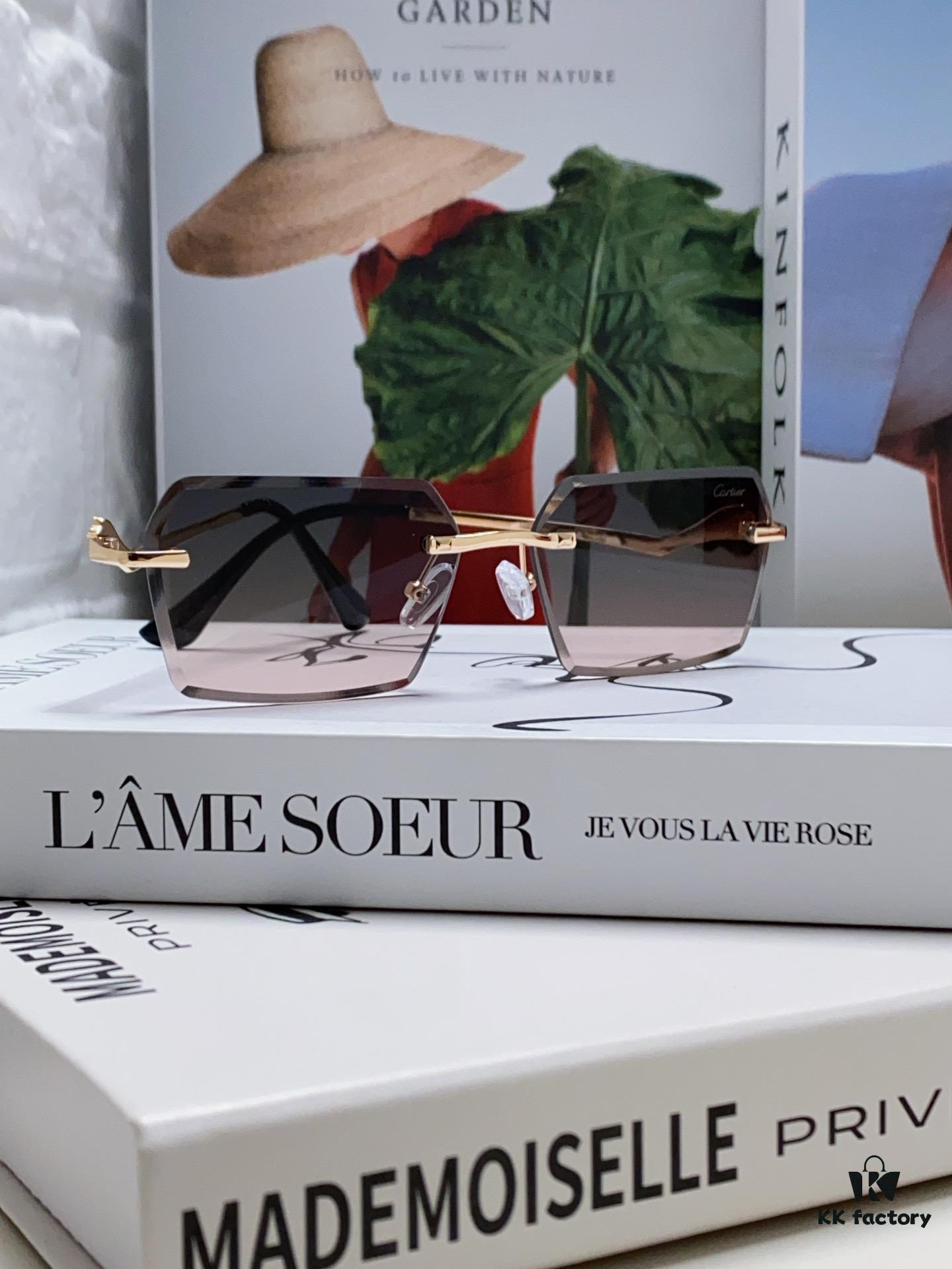 Cartier 2024 New Arrival Fashion Sunglasses for Women, Stylish Instagram-Worthy UV Protection Oversized Sun Glasses Slimming Design