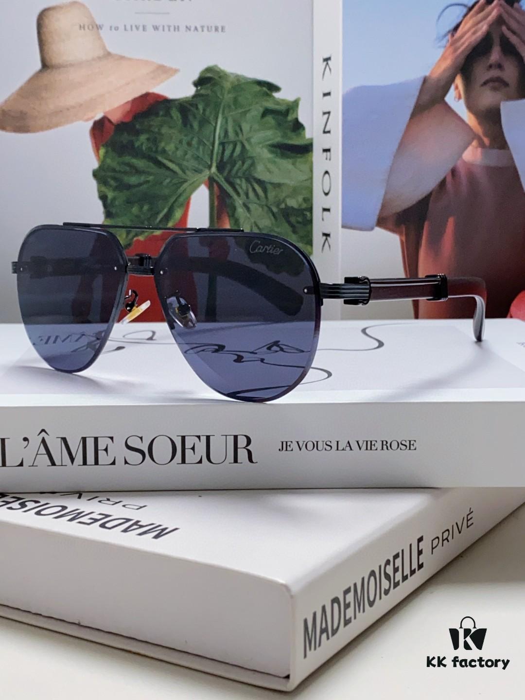 Cartier 2024 Retro Double Bridge Prescription Sunglasses, UV Protection, Oversized Frame for Men, Driving Sun Glasses