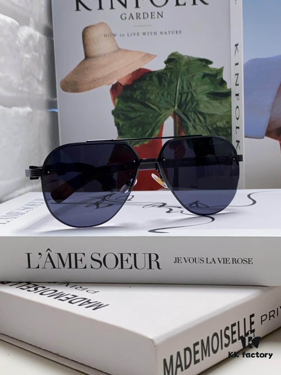 Cartier 2024 Retro Double Bridge Prescription Sunglasses, UV Protection, Oversized Frame for Men, Driving Sun Glasses