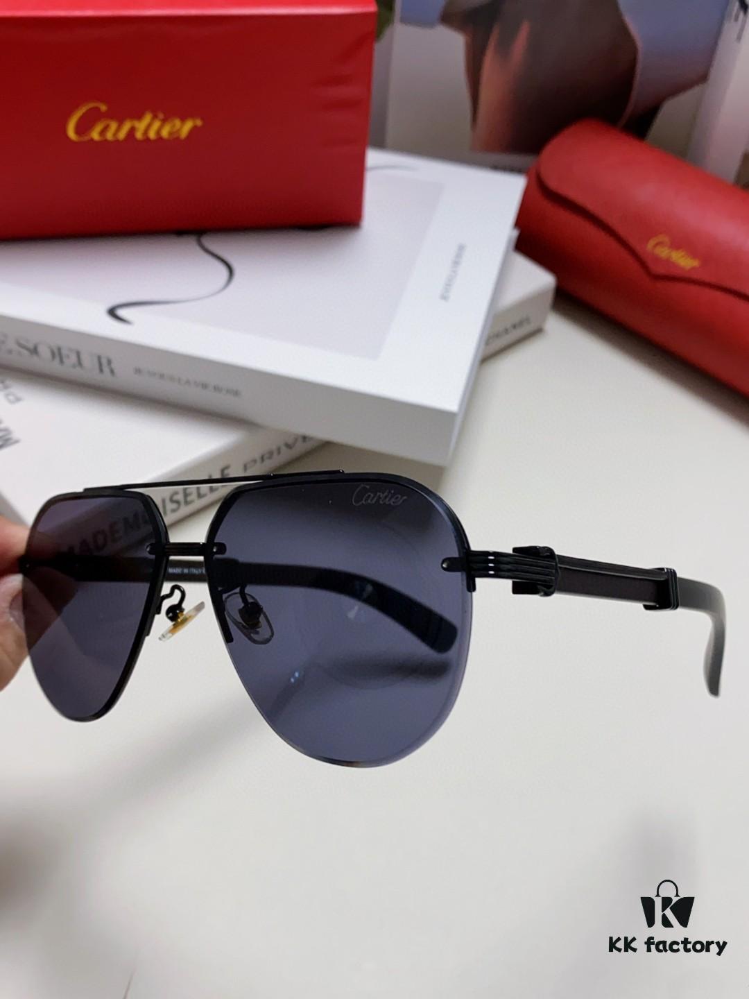 Cartier 2024 Retro Double Bridge Prescription Sunglasses, UV Protection, Oversized Frame for Men, Driving Sun Glasses