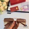 Cartier 2024 New Men's Metal Sunglasses, Fashionable Retro Double-Bridge Square Glasses, Stylish Shades for Leisure and Travel