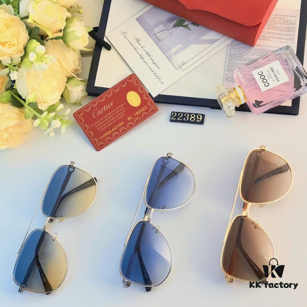 Cartier Unisex Gradient Aviator Sunglasses, Stylish and Versatile UV-Protective Oversized Shades