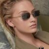 Cartier 2024 New Square Frameless Cut-Out Sunglasses for Women, Slimming and Stylish, European-American Fashion INS-Inspired Streetwear Chic, Trendy Small Sunglasses