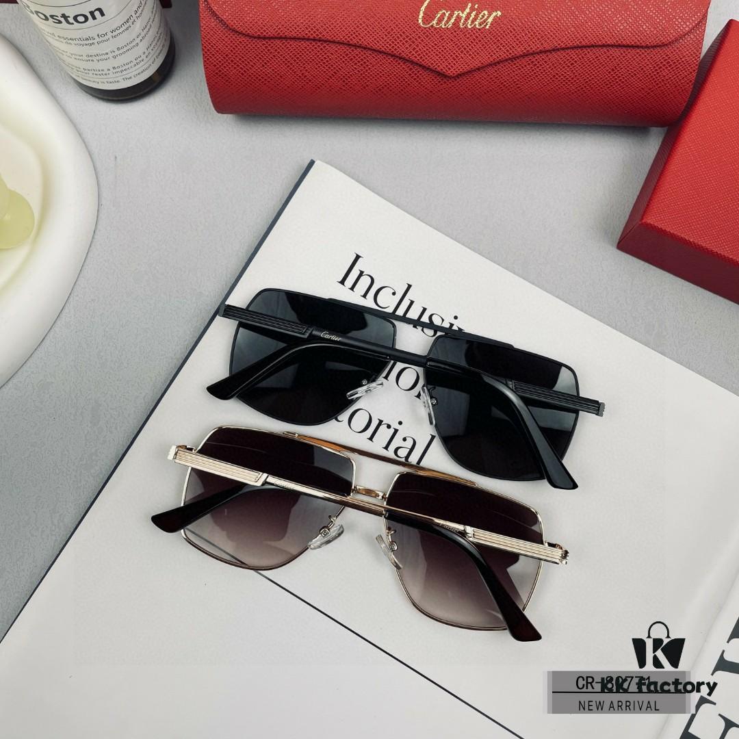 Cartier France - Polarized HD Resin Lens Sunglasses with Lightweight Metal Frame, Unisex Fashion Sun Glasses for Driving and Travel, Model: 80771