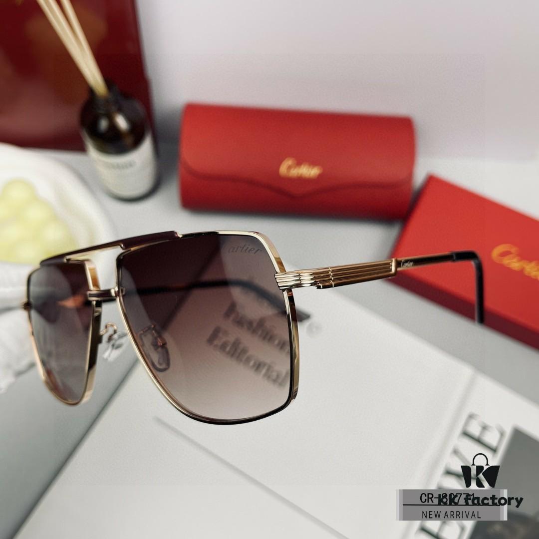 Cartier France - Polarized HD Resin Lens Sunglasses with Lightweight Metal Frame, Unisex Fashion Sun Glasses for Driving and Travel, Model: 80771