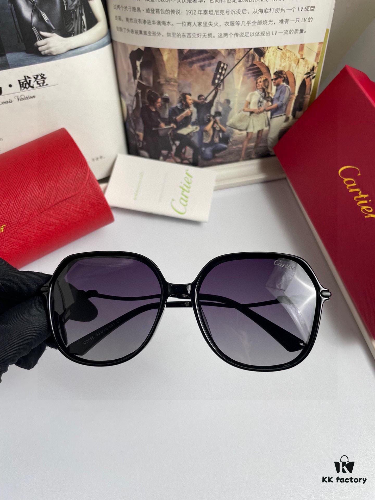 New Cartier Women's Oversized Sunglasses with PC Frame and Temples; Imported Polaroid HD Polarized Lenses