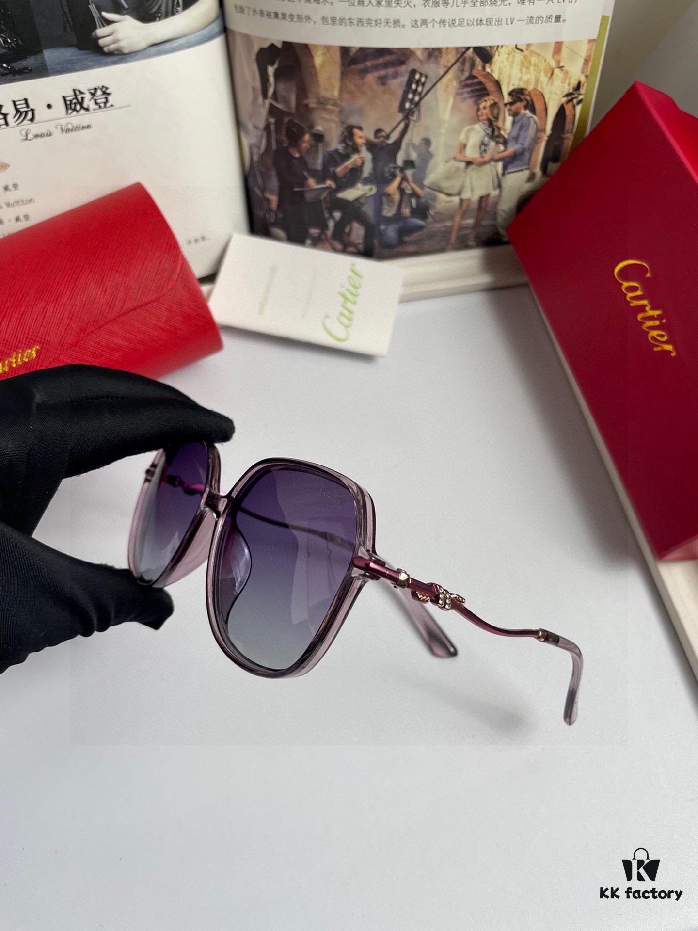 New Cartier Women's Oversized Sunglasses with PC Frame and Temples; Imported Polaroid HD Polarized Lenses