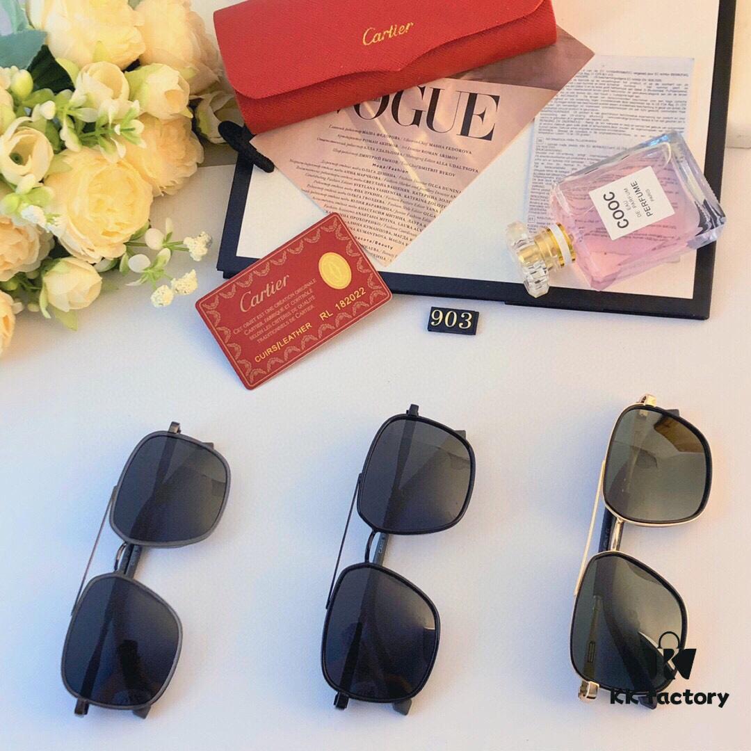 Cartier New Arrival Sunglasses, Trendy Metal Double-Bridge Oversized Fashion Sunglasses, Driving Eyewear Popular in Europe and America