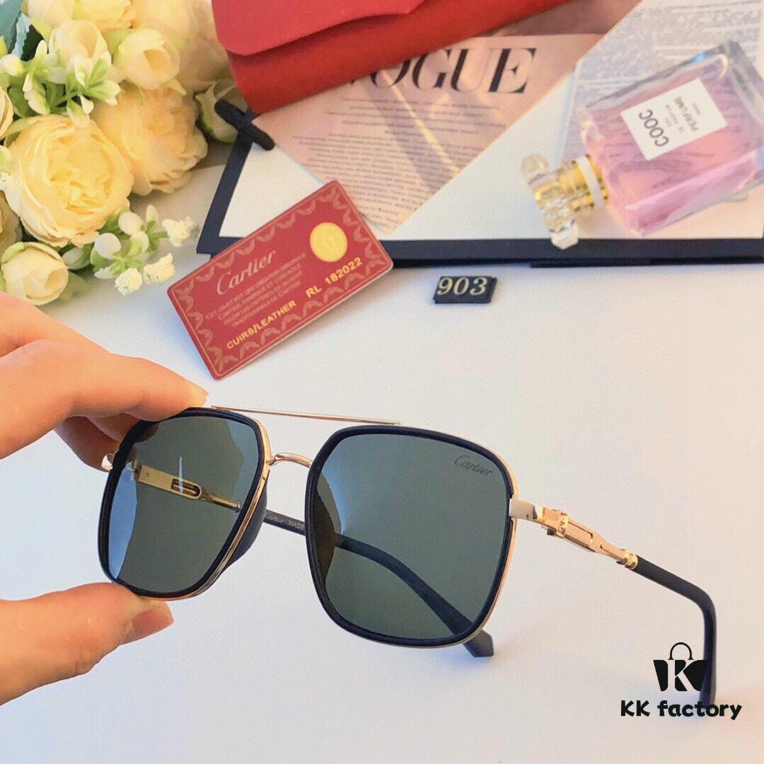 Cartier New Arrival Sunglasses, Trendy Metal Double-Bridge Oversized Fashion Sunglasses, Driving Eyewear Popular in Europe and America