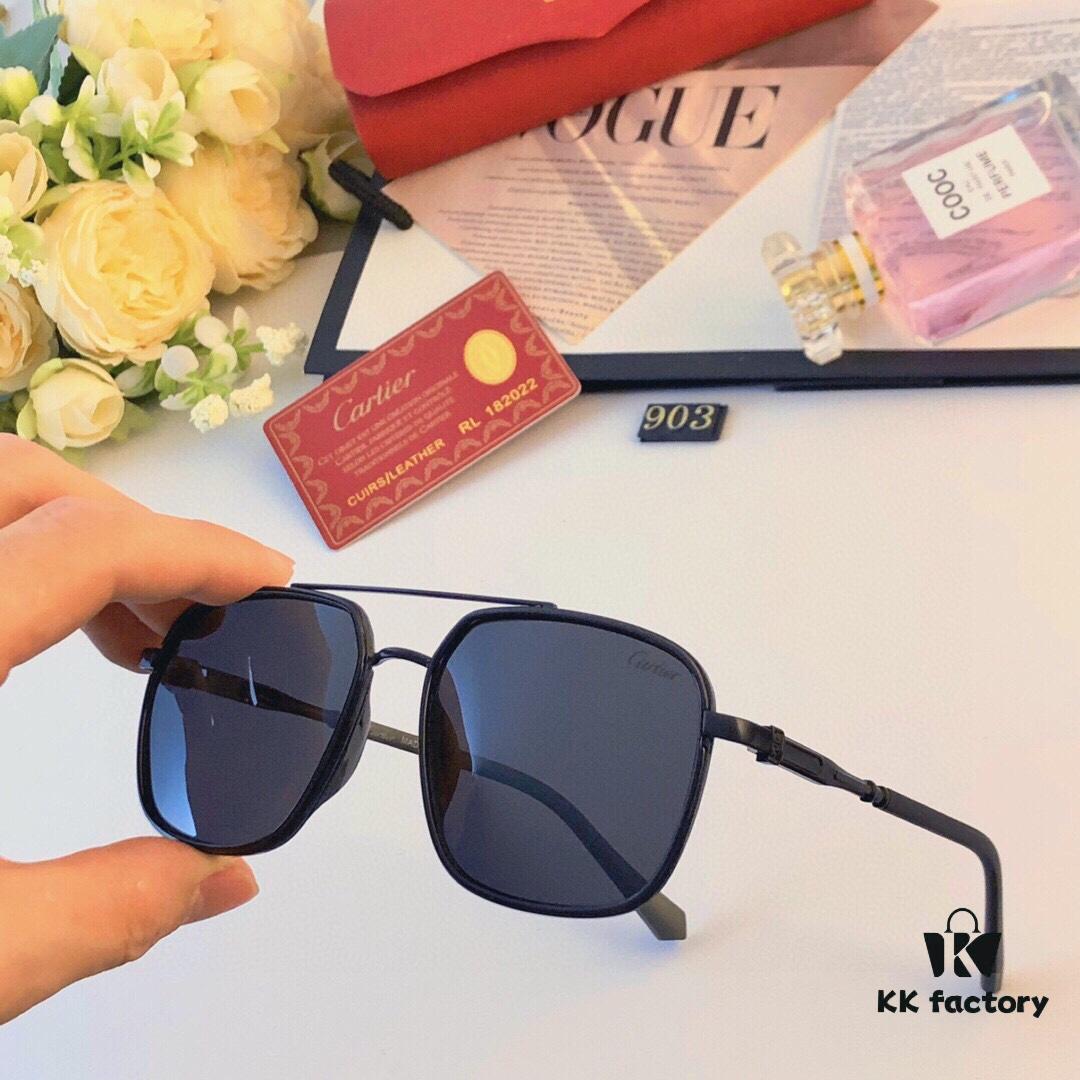 Cartier New Arrival Sunglasses, Trendy Metal Double-Bridge Oversized Fashion Sunglasses, Driving Eyewear Popular in Europe and America