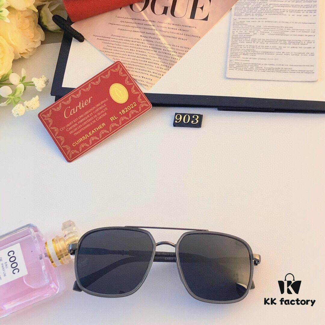 Cartier New Arrival Sunglasses, Trendy Metal Double-Bridge Oversized Fashion Sunglasses, Driving Eyewear Popular in Europe and America