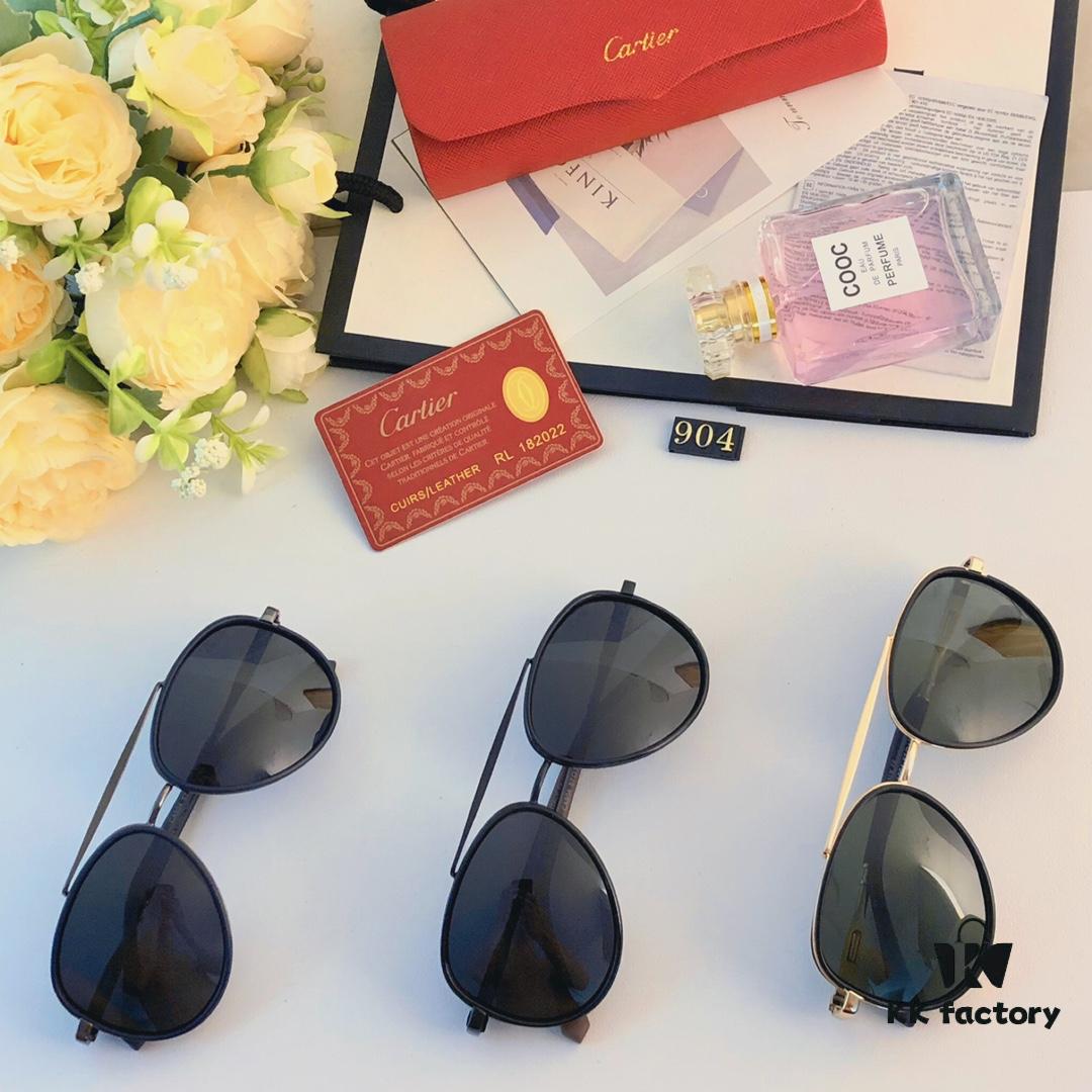 Cartier Men's New HD Polarized Sunglasses Pilot Metal Double-Bridge UV Protection Aviator Driving Glasses