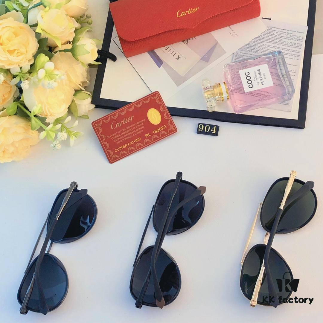 Cartier Men's New HD Polarized Sunglasses Pilot Metal Double-Bridge UV Protection Aviator Driving Glasses